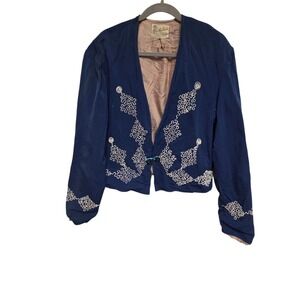 Allen Rossler Riding Jacket Sport‎ Shop Embroidered Blue Jacket Small